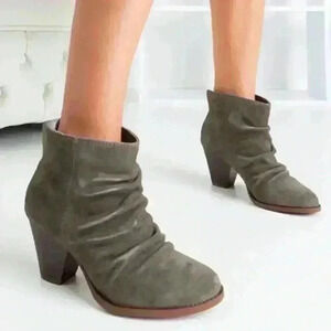 Splendid Women's Reseda Round Toe Gray Suede Slouchy Ankle Booties Size 8.5